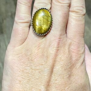 Sterling Silver Natural Stone Tigers Eyes Large Statement Custom Ring